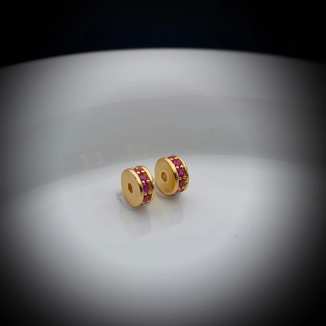 925银银制品 【可以出品】s925银5mm或6mm彩色隔片配饰一对