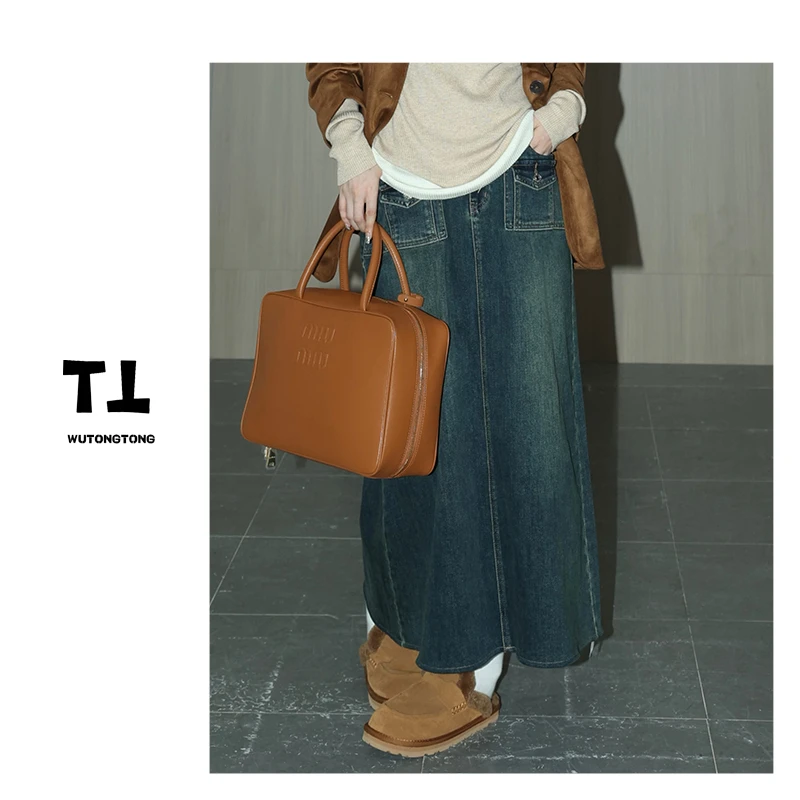 现货【布兰提】吴童自制秋冬季牛仔半身裙女高腰显瘦长款A字裙6968