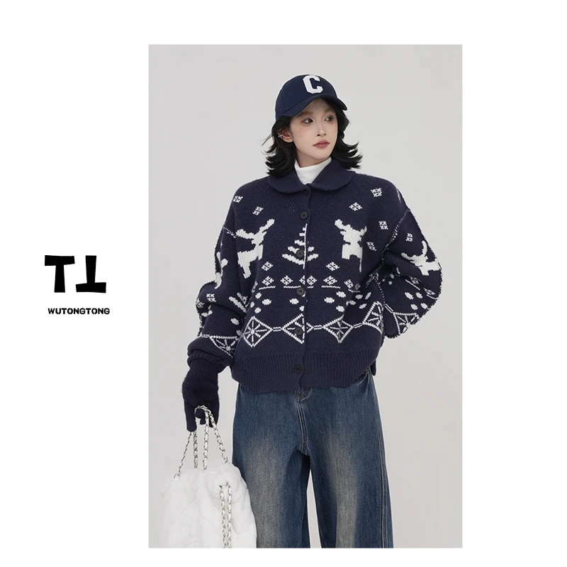 现货【绮丽之梦】冬季短款毛衣外套女宽松针织长袖韩版上衣61530