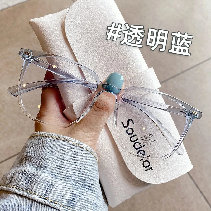 超轻TR90透明蓝近视眼镜女网上可配度数防蓝光眼睛平光大脸素颜男