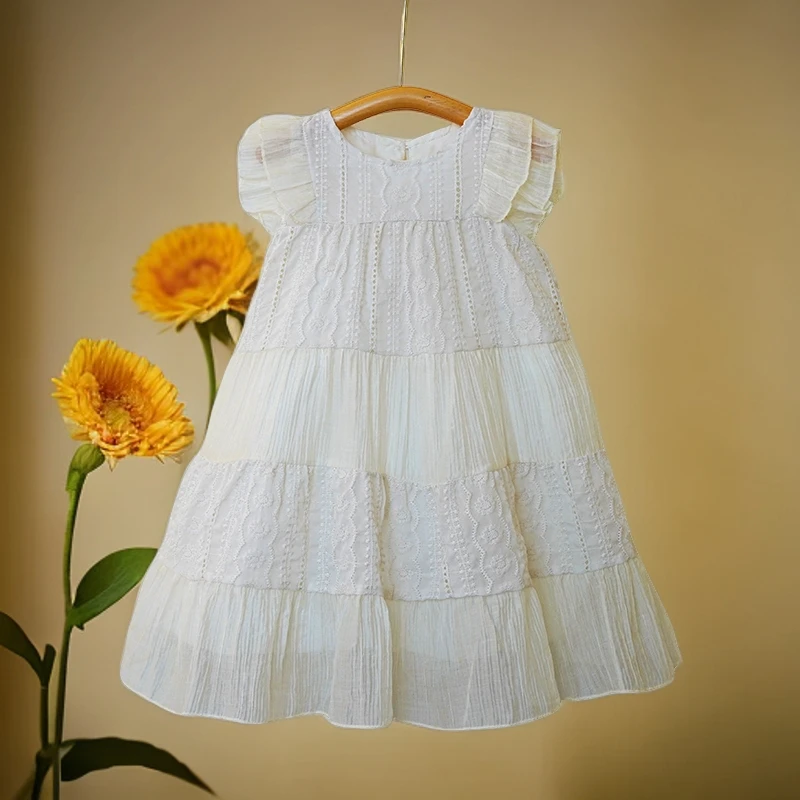 2024新款女童夏装连衣裙女童洋气甜美女孩夏季木耳边背心公主裙子
