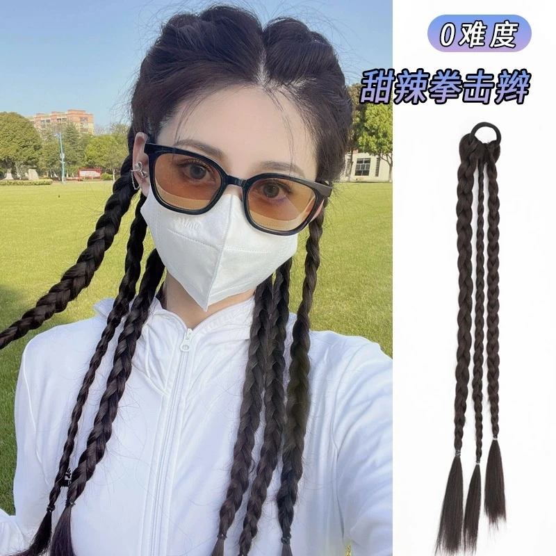 假发辫子女高马尾新中式甜酷编发自然麻花长辫子拳击辫双马尾假发