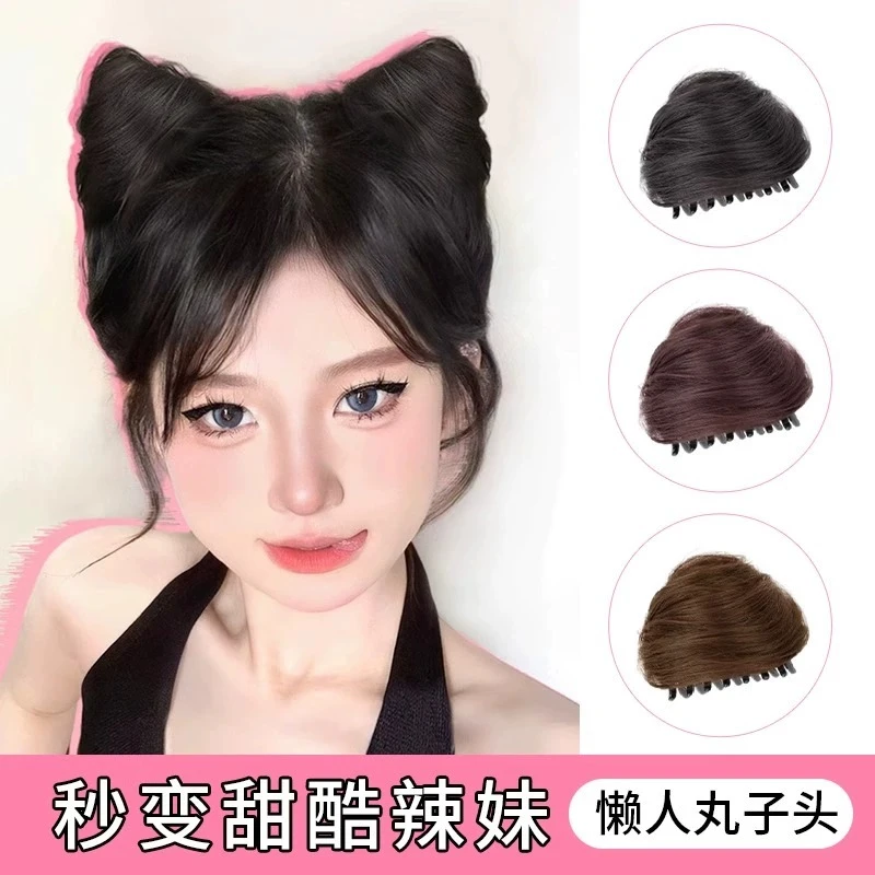 猫耳朵双丸子头潮流抓夹式发饰秋冬蓬松圈辣妹风潮流包丸子头神器