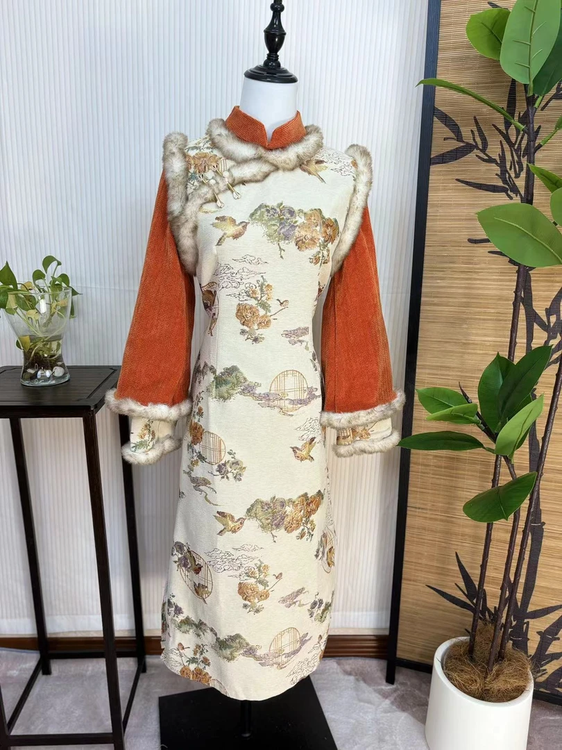 沐羽|早冬 复古修身显瘦日常少女加厚单层旗袍