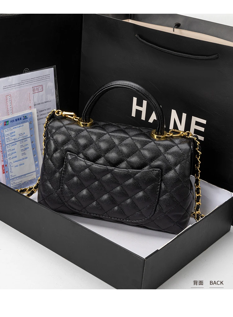 包包女2024新款潮真皮女包小香风菱格链条包时尚单肩鱼子酱链条包