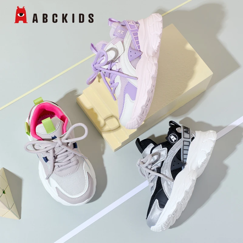 Abckids童鞋秋季男童网面透气运动鞋时尚百搭轻便女童潮流休闲鞋