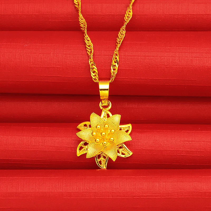 2023爆款金色百合花项链吊坠时尚百搭