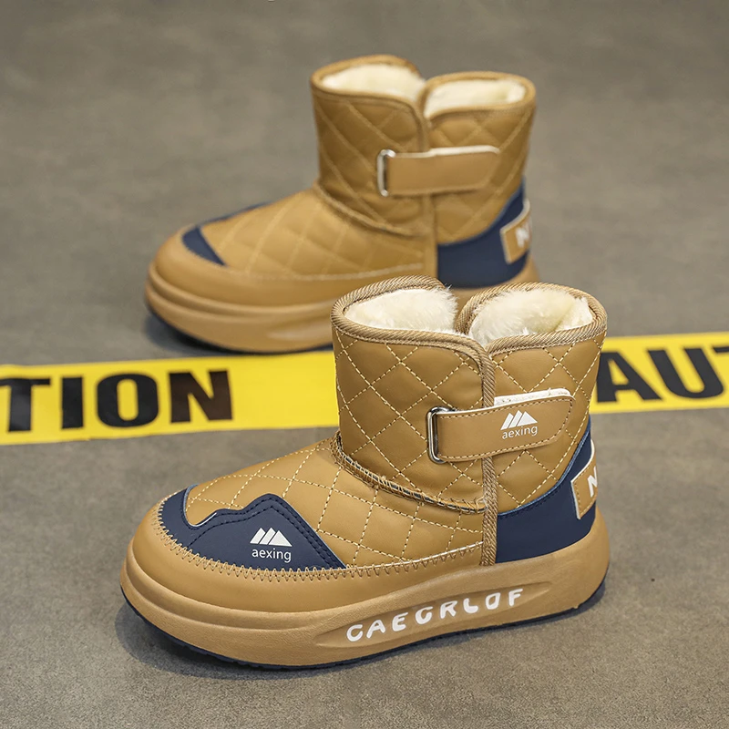 男童冬季棉鞋2024新款6-12岁中大儿童加绒加厚保暖雪地靴高帮冬鞋