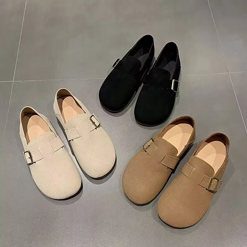 勃肯单鞋女2025年春秋新款百搭软底圆头博肯鞋春季学生平底女鞋子