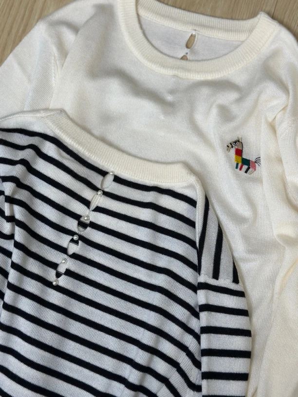 【小马刺绣】韩系简约休闲宽松针织上衣开衫