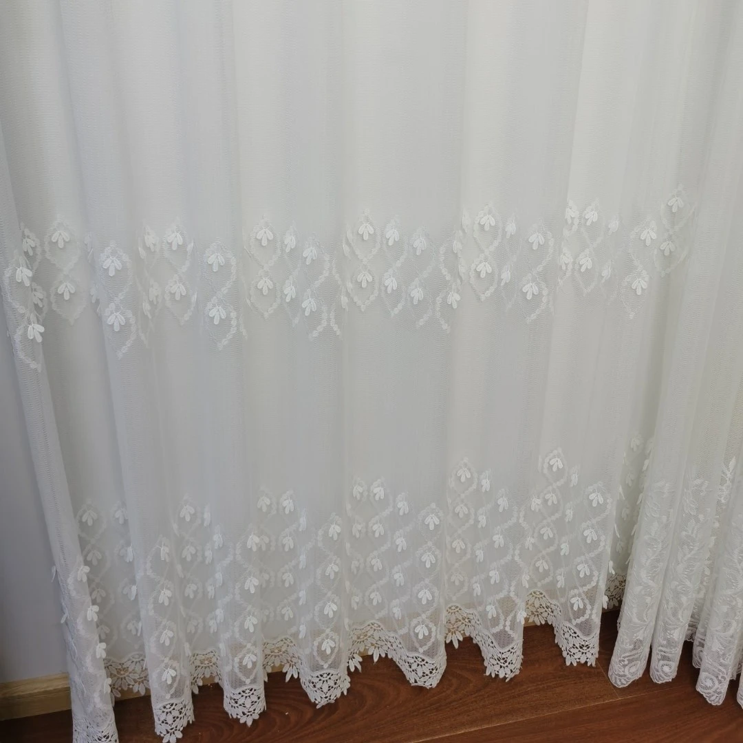 升级款绣花窗纱样品