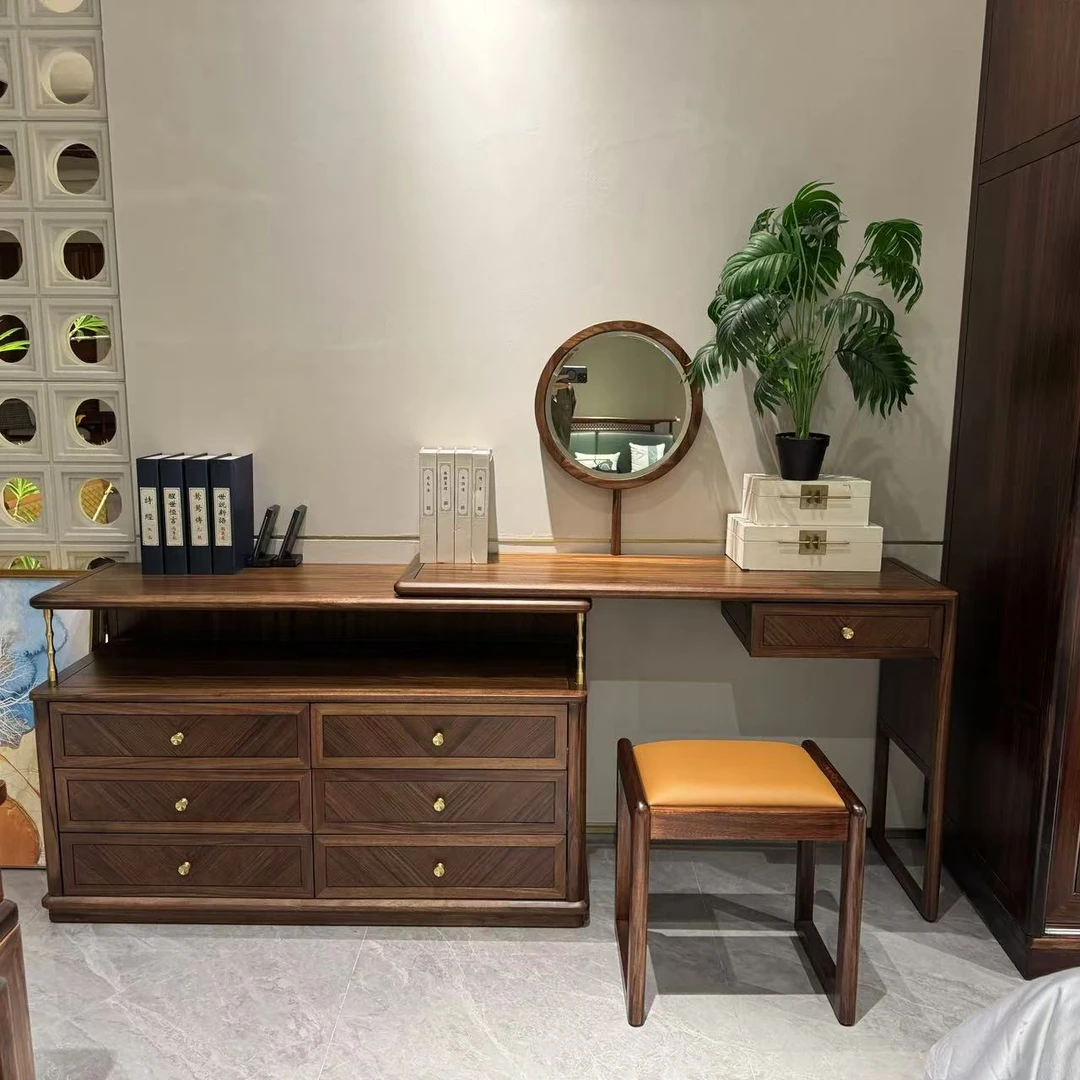 【CMX】新中式6202乌金木实木卧室拉伸古典梳妆台2350*450*1320