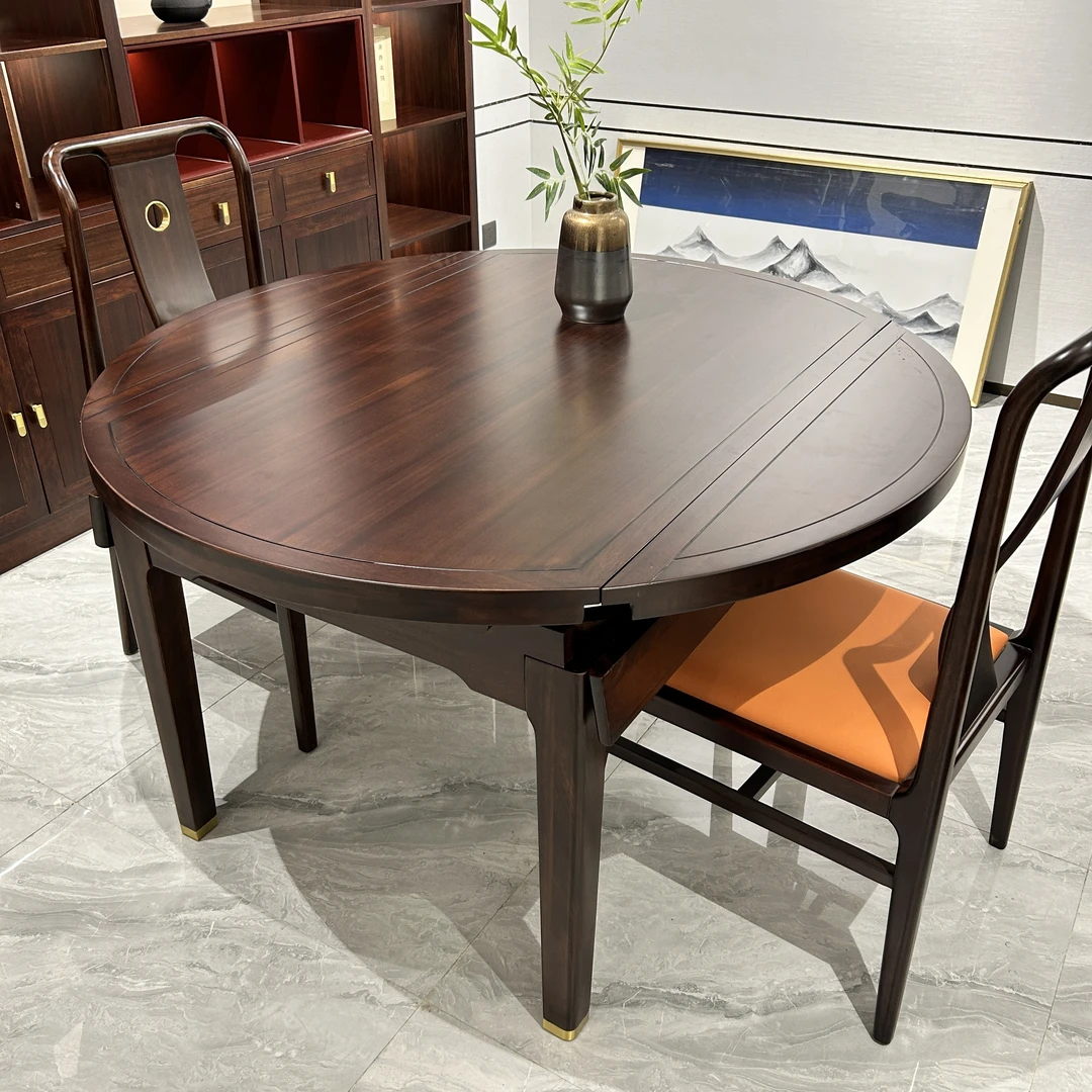 【YMCF】新中式乌金木实木跳台餐桌