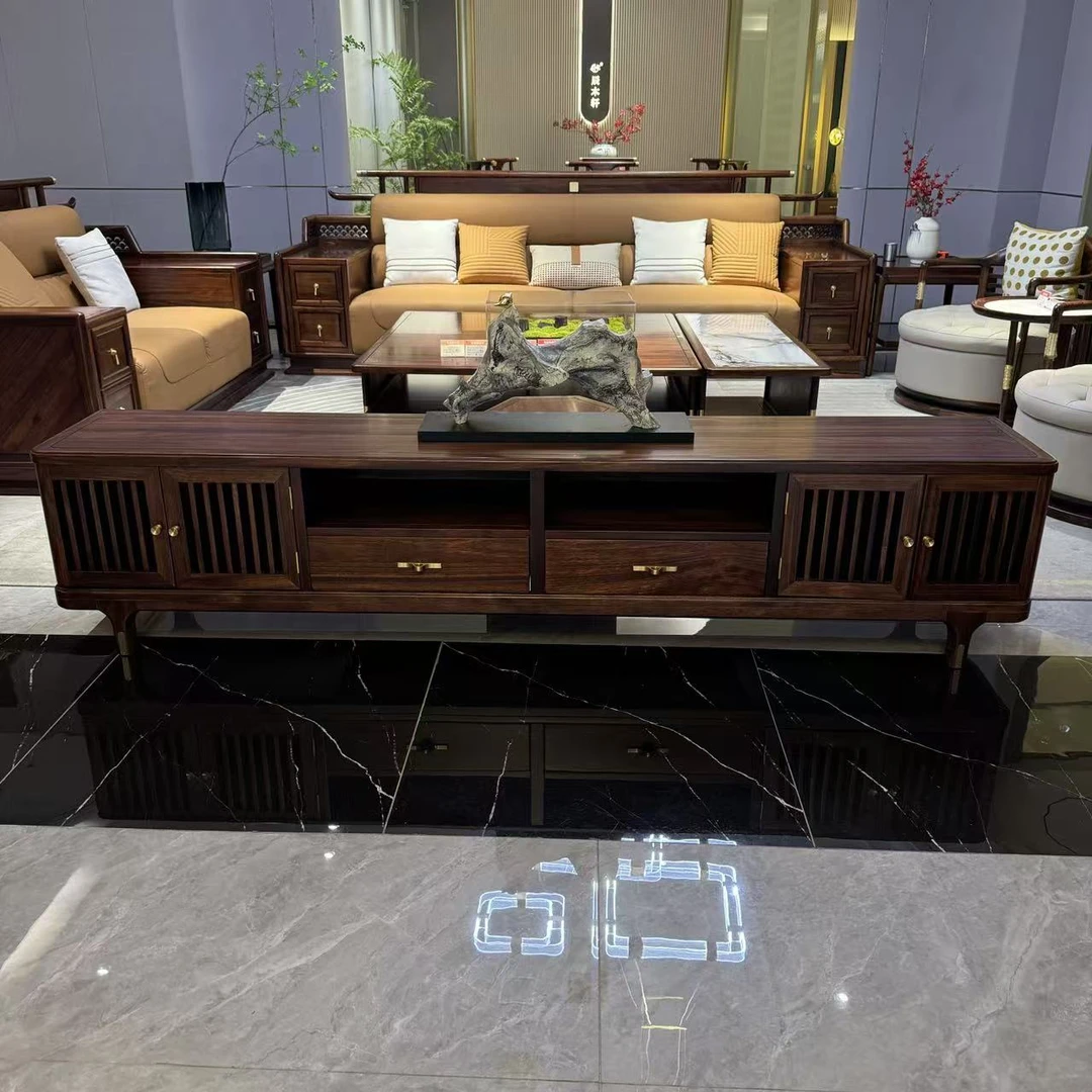 【CMX】新中式8232乌金木实木电视柜2400*420*520