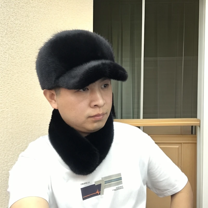 7号男女同款水貂棒球帽加棉长檐冬天时尚百搭帽子