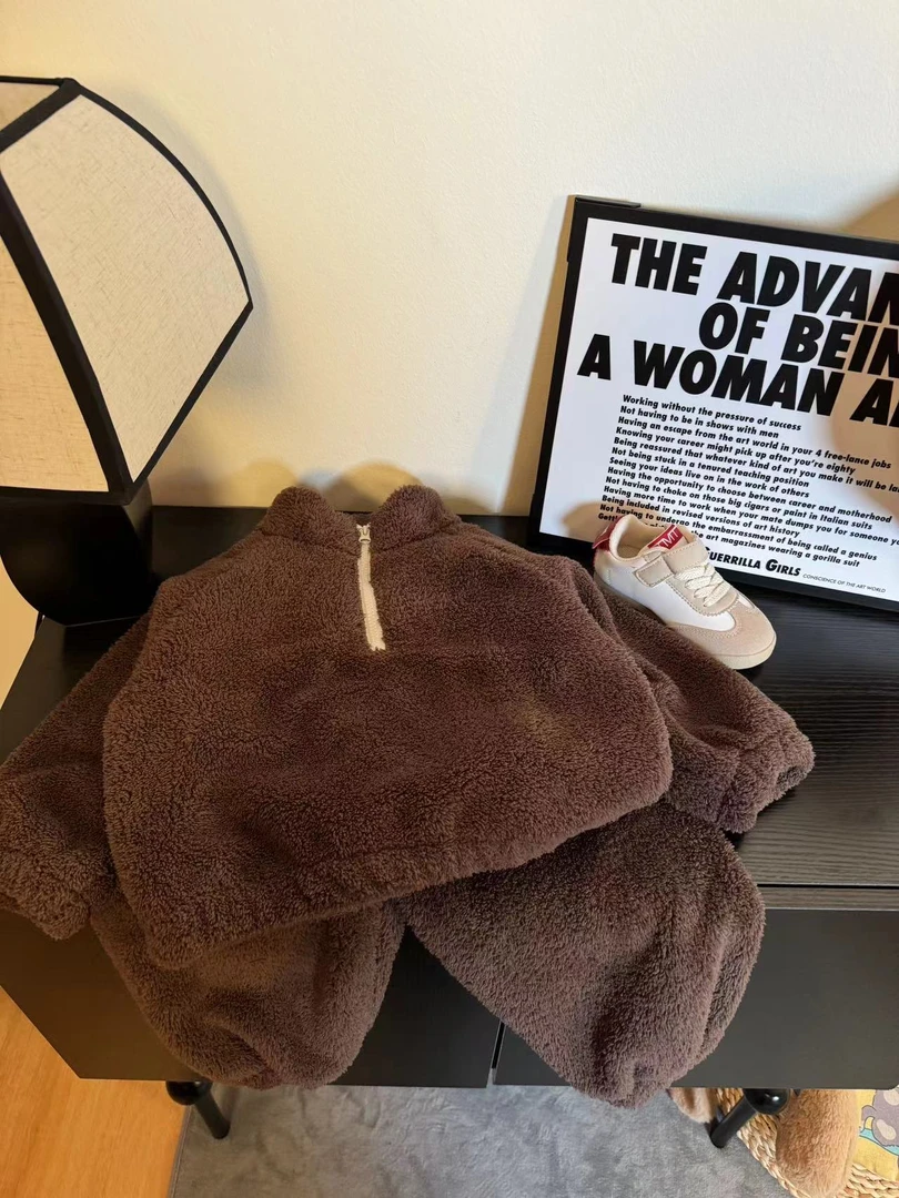 【清仓福利】秋冬儿童韩版米粒绒防寒保暖家居服套装