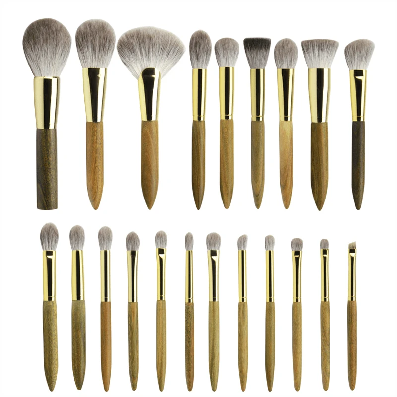 绿檀木动物毛化妆刷眼影刷粉底刷腮红刷遮瑕刷眉刷柔软精致软毛