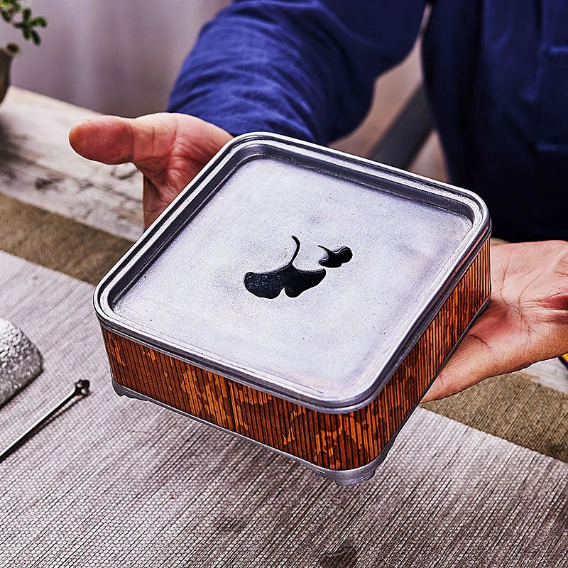 古锡壶承复古湘妃竹储水干泡盘家用小茶台茶盘功夫茶具方形壶托