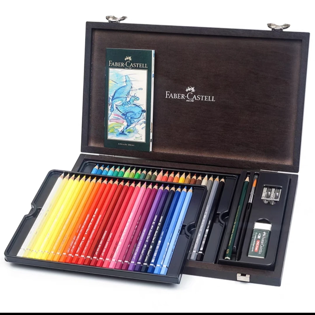 FABER-CASTELL/辉柏嘉艺术家级 木盒套装（48色水溶彩铅+辅助工具）