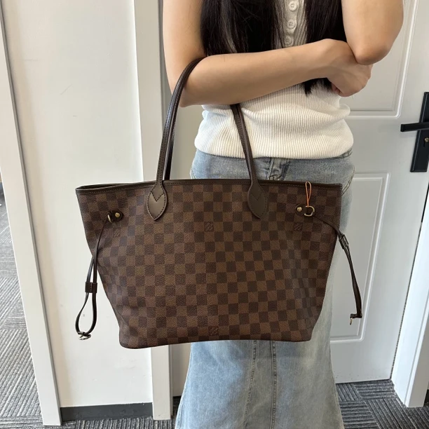 95新 LouisVuitton/路易威登 棋盘格neverfull中号 nf换皮