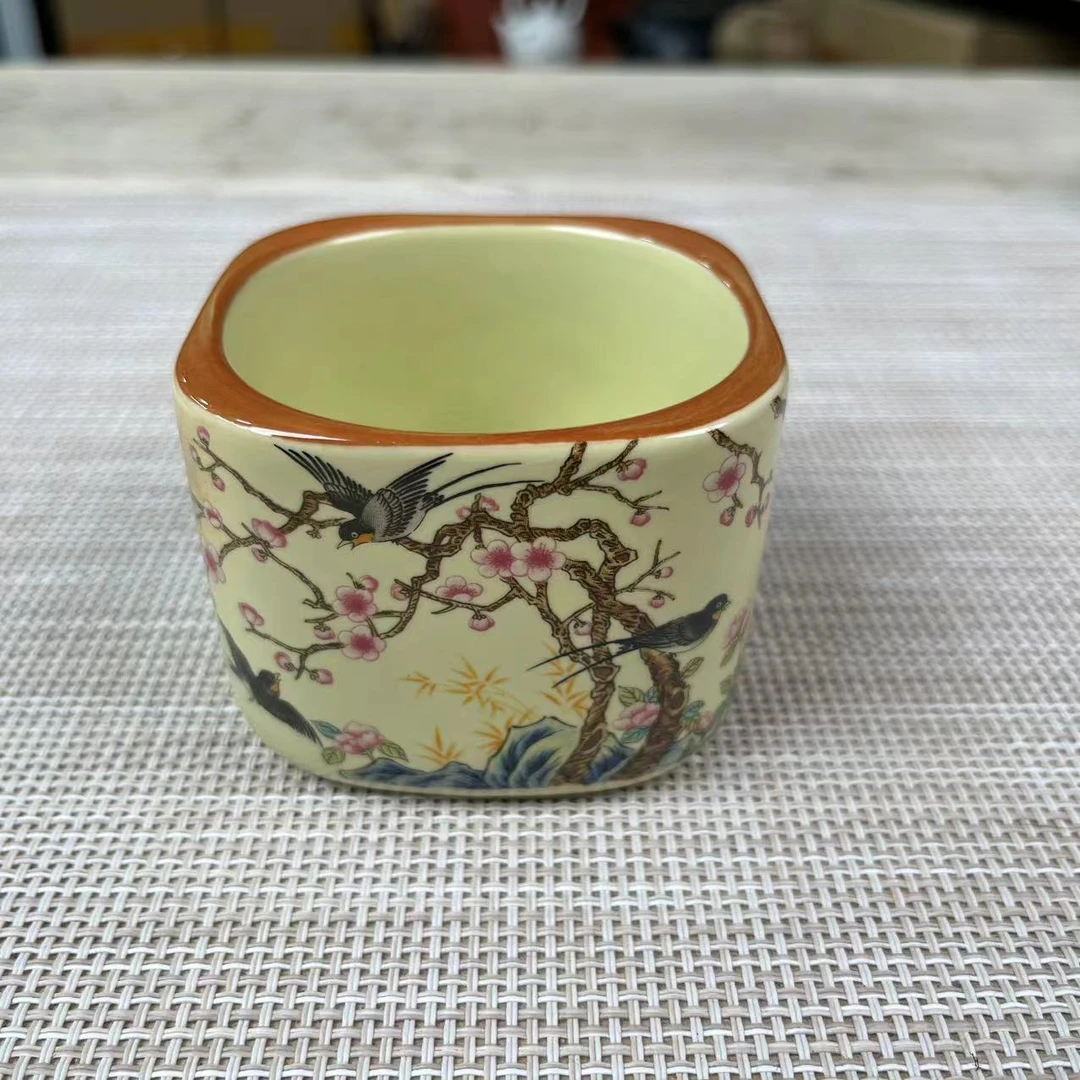 G1907-汝窑喜上眉梢四方主人杯HSF2