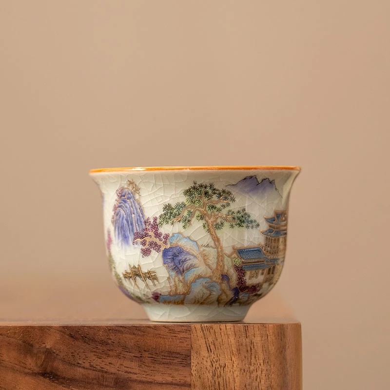 X073-汝窑锦绣山河品茗杯HSF2