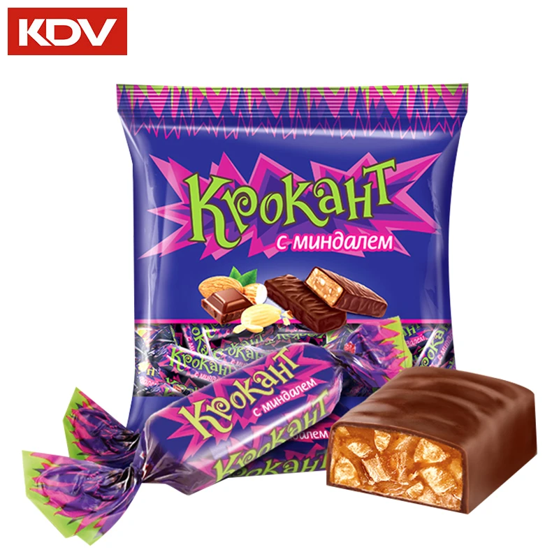俄罗斯进口KDV紫皮糖果太妃糖杏仁酥糖巧克力夹心结婚喜糖年货