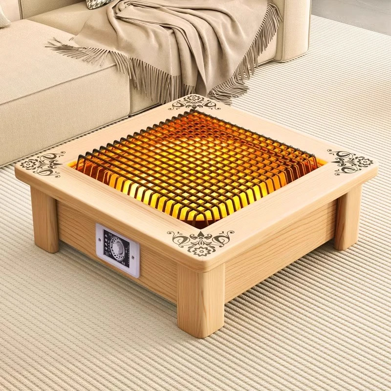 家用实木桌下烤火盆电火盆家用取暖器办公室烤火炉节能电烤炉火盆