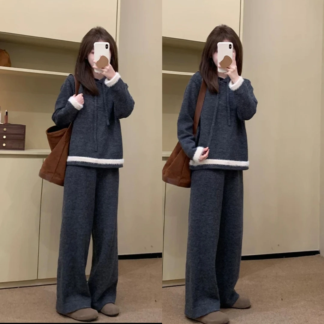 孕妇装秋冬穿搭2024新款爆款时尚韩版毛衣小个子大码阔腿裤两件套