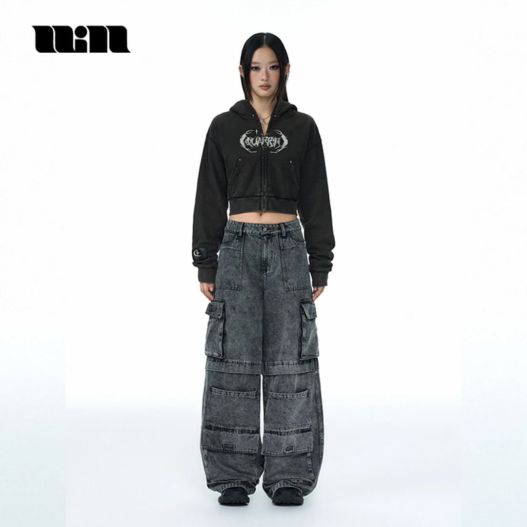 QUARTER IN NIGHT复古慵懒风拉浆洗褪开衫卫衣秋冬款上新2024