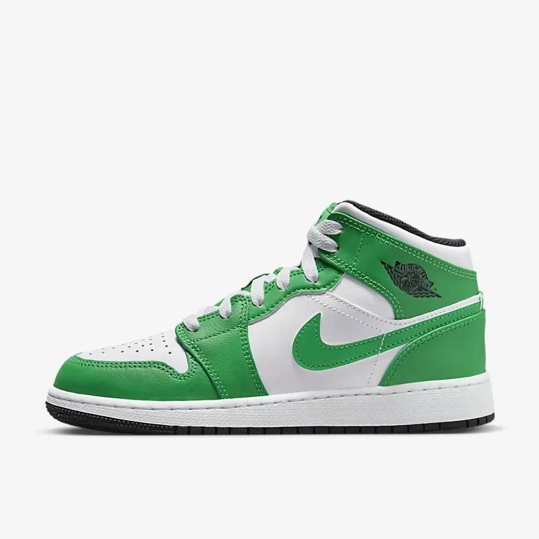 Nike/耐克Air Jordan 1 GS 中帮白绿复古运动休闲篮球鞋DQ8423301