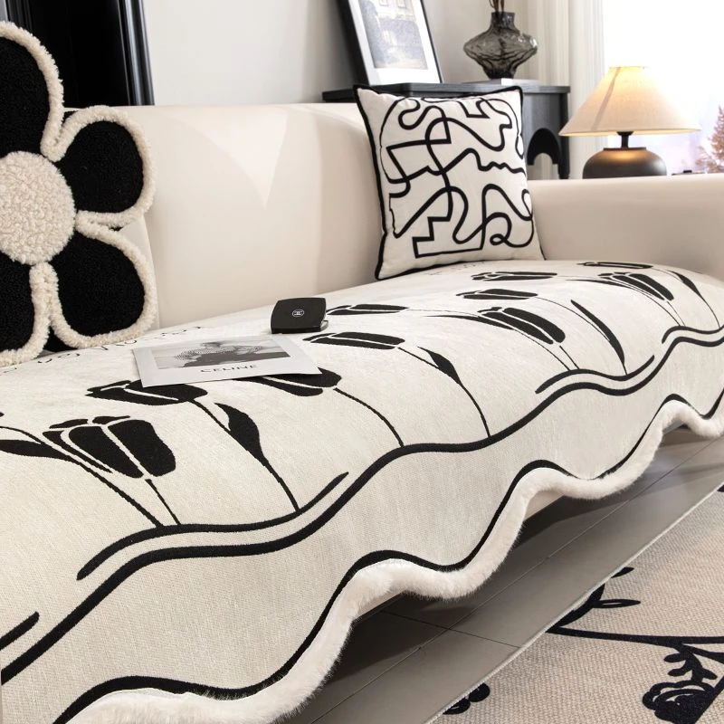 异形沙发垫现代轻奢风高端高级感套罩四季通用不规则防滑皮盖布巾