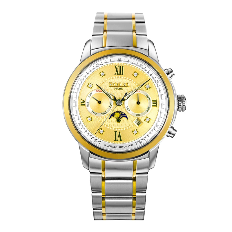 POLO MARK 日月相多功能机械真钻腕表