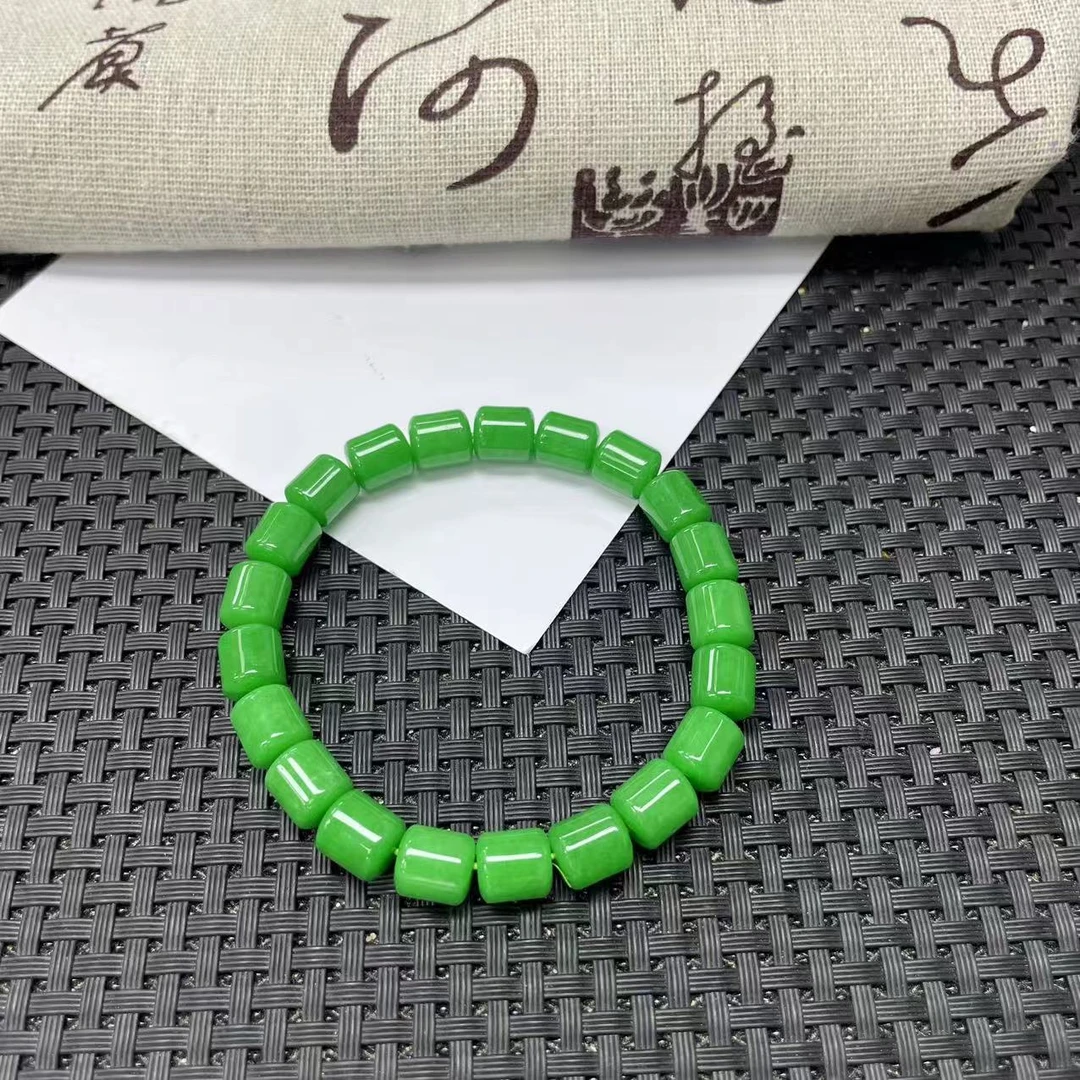 【大喜儿】深蜡绿8m桶珠手链-12WQ179