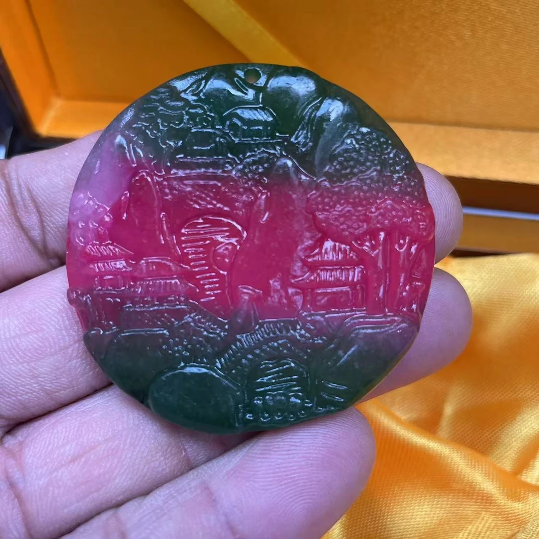 【大喜儿】红绿山水牌吊坠-12WQ830