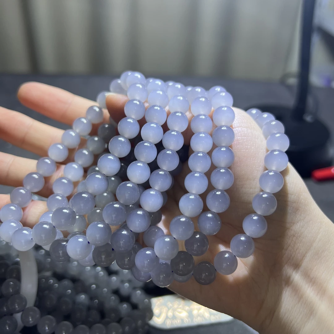 【浓烟紫/蓝莓紫】7.5-8mm天然和田玉青海老料烟紫拍一发一多样性发