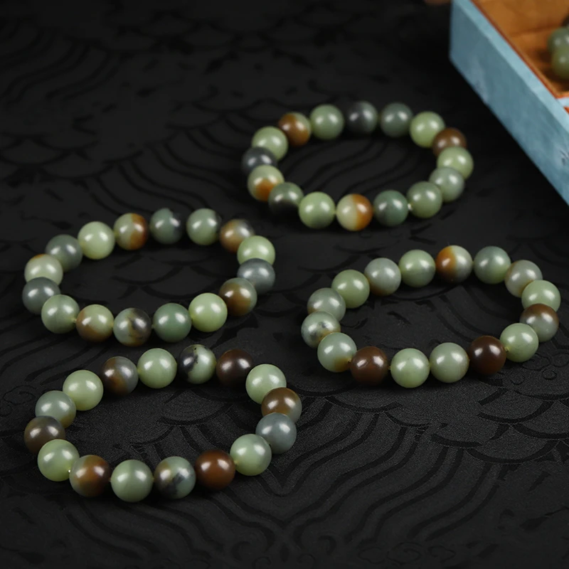 【拍一发一条 多样性发货】12mm楼兰三色天然和田玉新疆若羌料手串