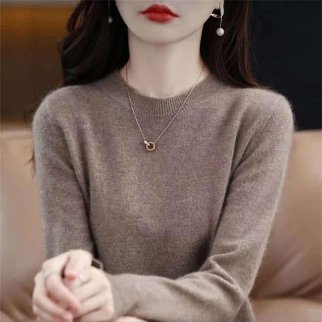 【现货宠粉】新款长袖针织衫圆领套头纯色气质显瘦百搭慵懒毛打底衫