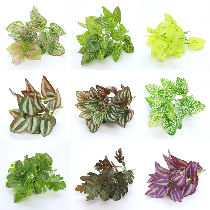 仿真植物假花绿植小盆栽插花装饰叶子客厅餐桌摆设绿萝叶龟背叶