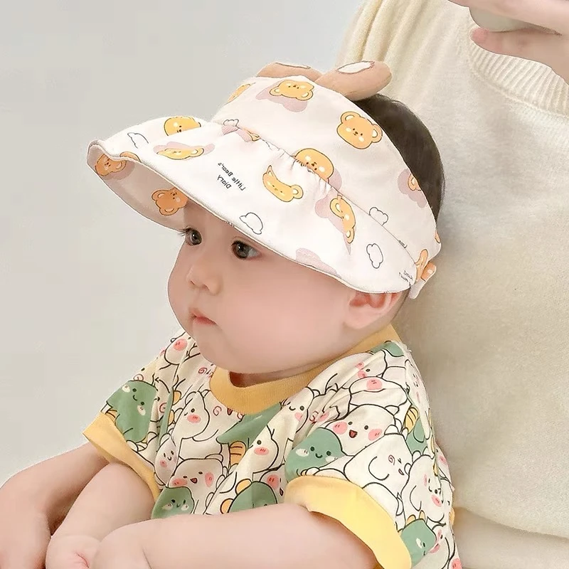 婴儿防晒帽夏季薄款儿童遮阳帽夏天防紫外线女宝宝帽子太阳帽空顶