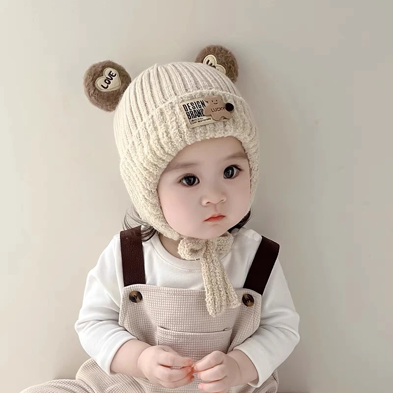 宝宝加厚帽子冬季可爱超萌男童女童毛线帽婴幼儿童护耳保暖针织帽