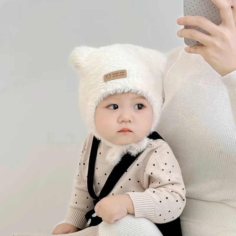 宝宝帽子秋冬季儿童保暖护耳帽婴幼儿可爱防风毛绒帽女宝宝套头帽