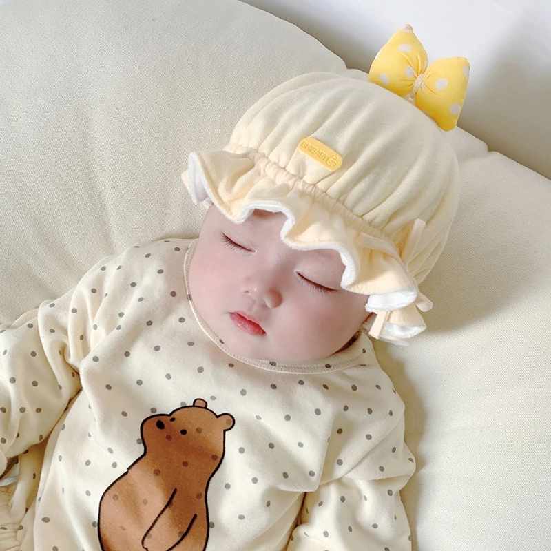 春秋季宝宝帽子小月龄胎帽可调节宝宝帽子可爱超萌无骨胎帽