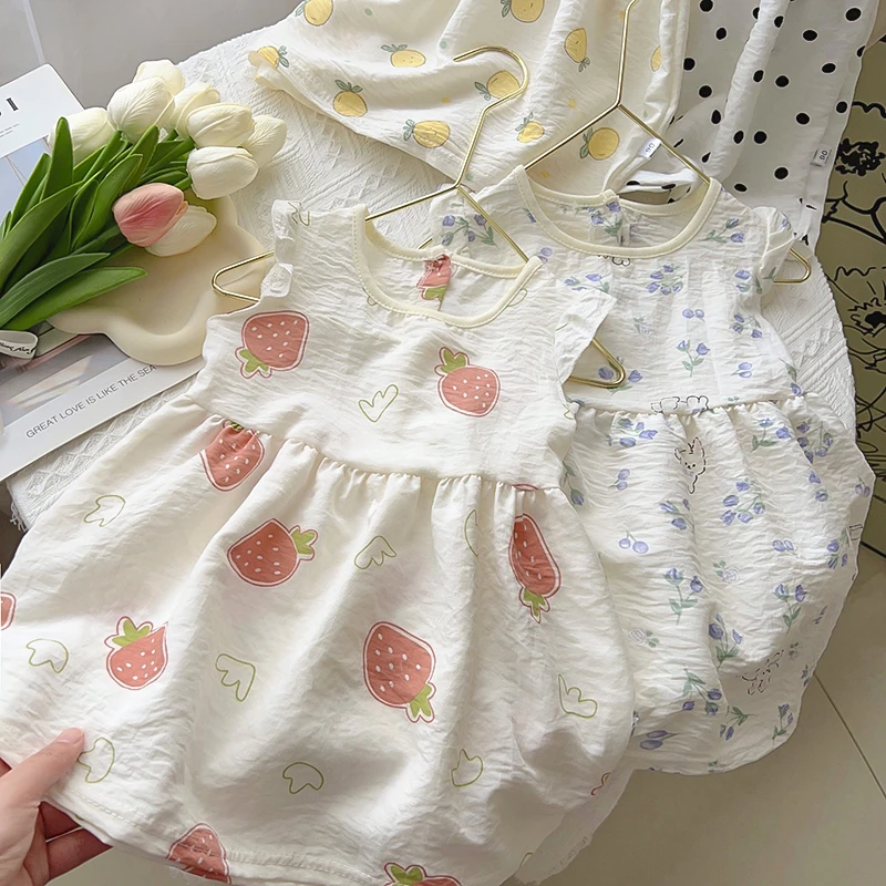 2025新款女童云朵棉夏季半身裙薄款中小童无袖连衣公主裙外穿宽松