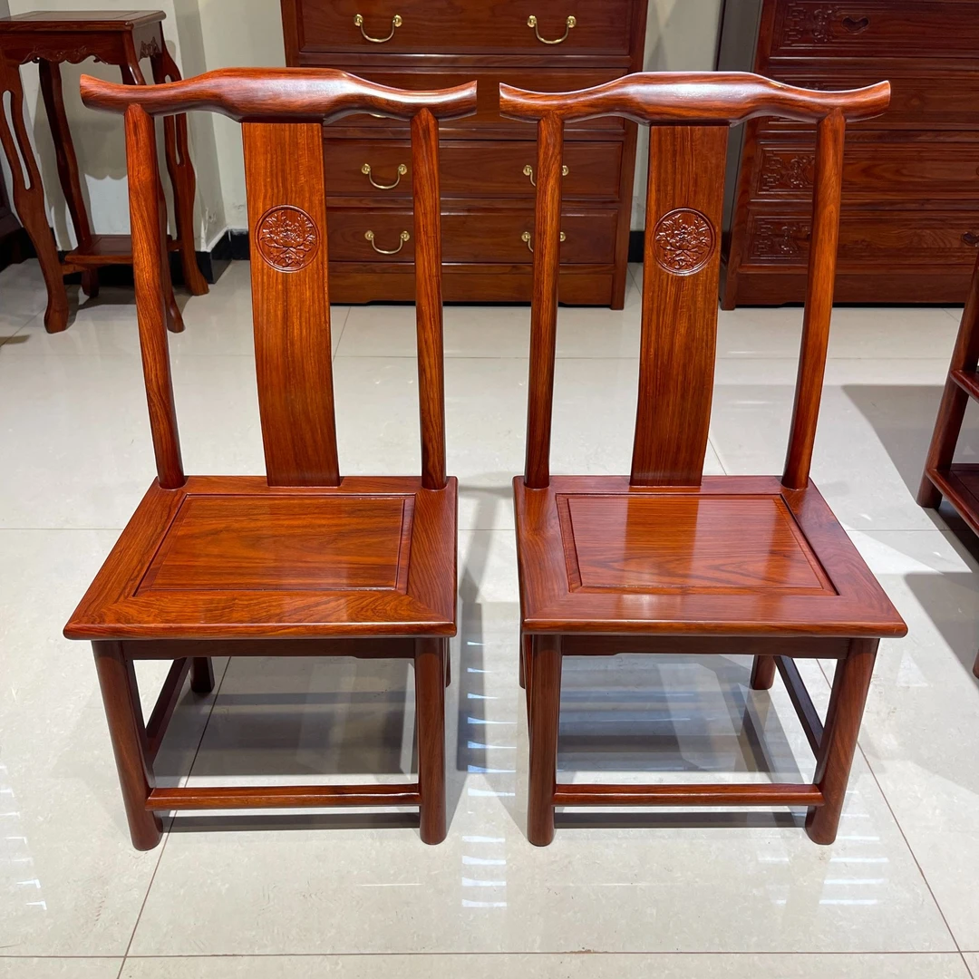 到手两条【纯刺猬紫檀小官帽椅】国标红木花梨木家用客厅实木儿童椅