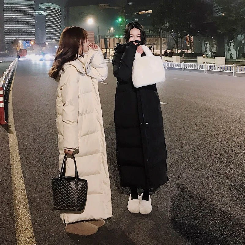 拉克鸭领跑星克羽绒衣女2023新款加厚过膝冬超长款到脚踝艺考