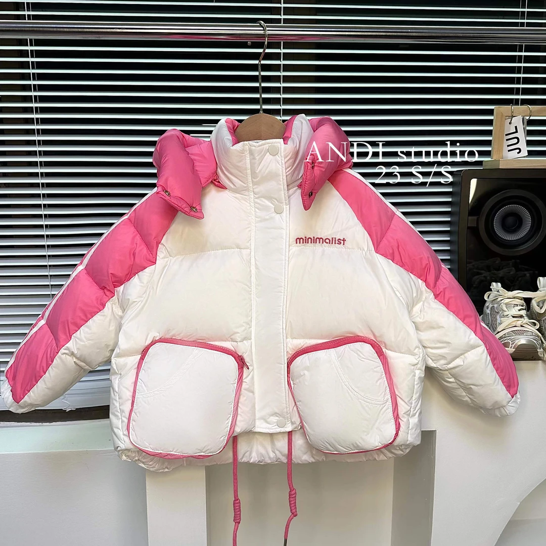 反季·〖ANDI〗订制冬季中大童新款拼色连帽羽绒服1592