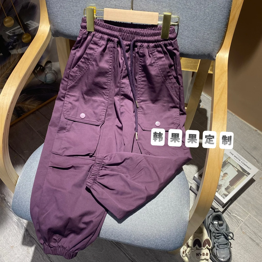 〖韩果果〗订制秋季新款中大童工装口袋束脚裤1348