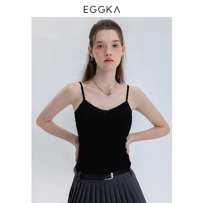 性感黑色美背女背心打底新款显瘦修身蕾丝吊带E23A5264AG