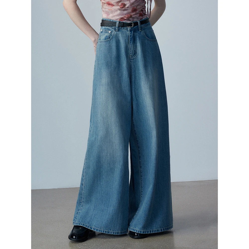 EGGKA 宽松垂感阔腿牛仔裤百搭长裤E24B1058AF